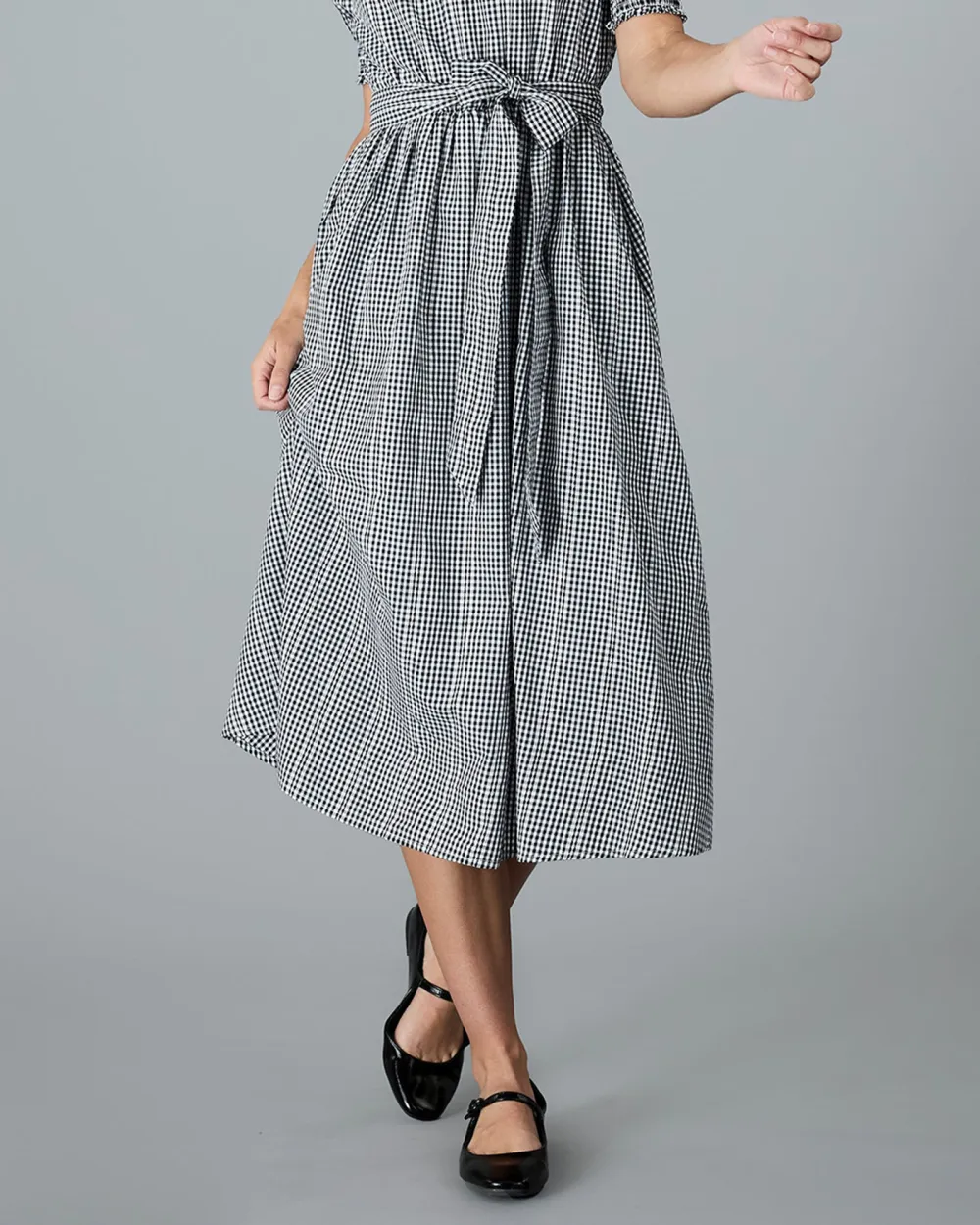 Black And White Gingham Midi Dress