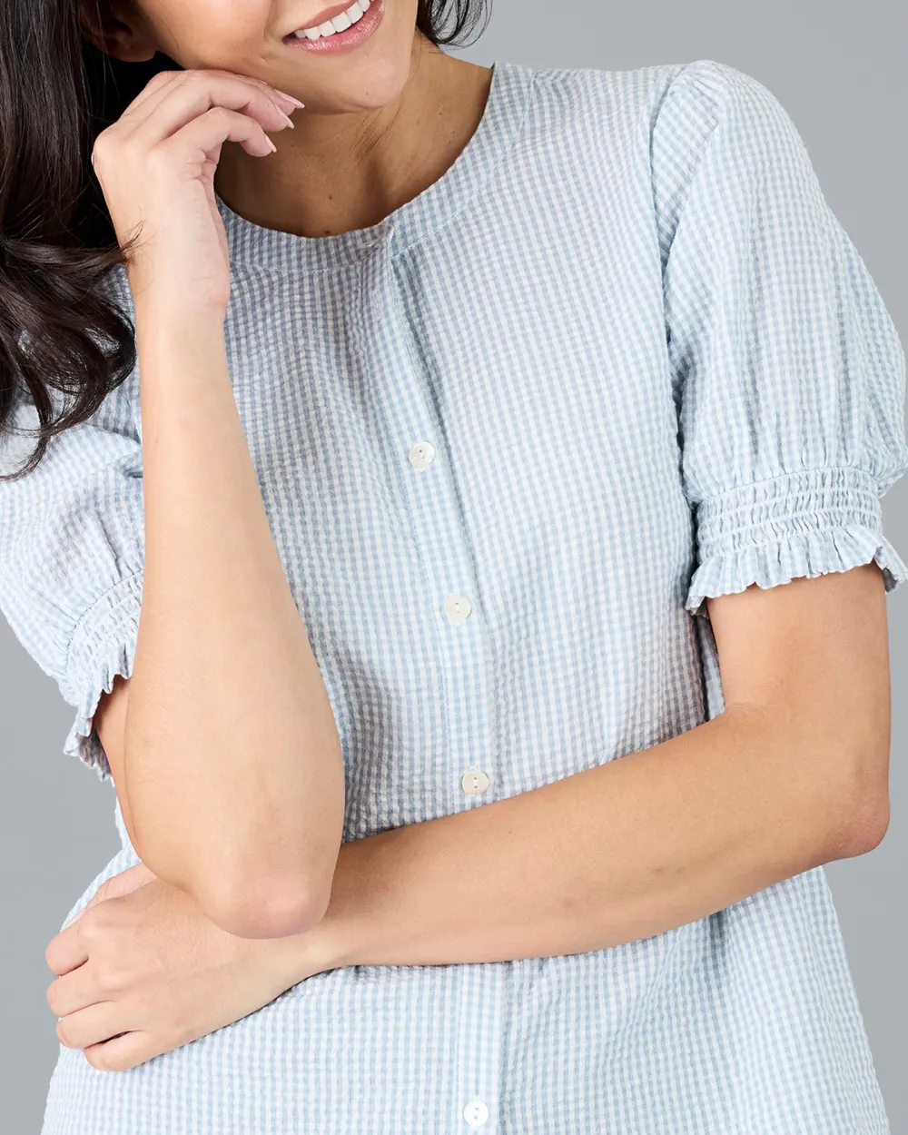 Striped Button Front Blouse