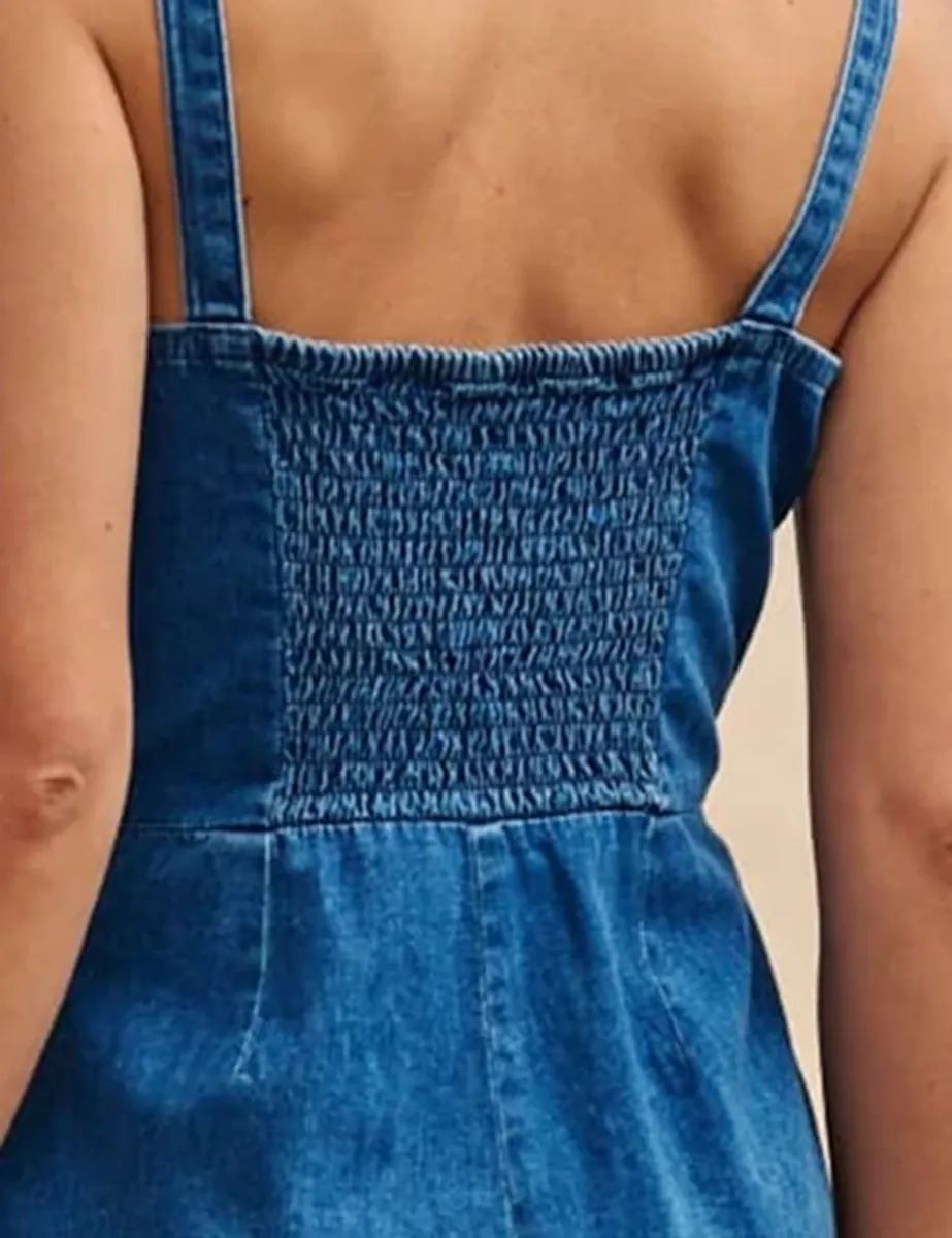 Mid Wash Blue Denim Meg Playsuit
