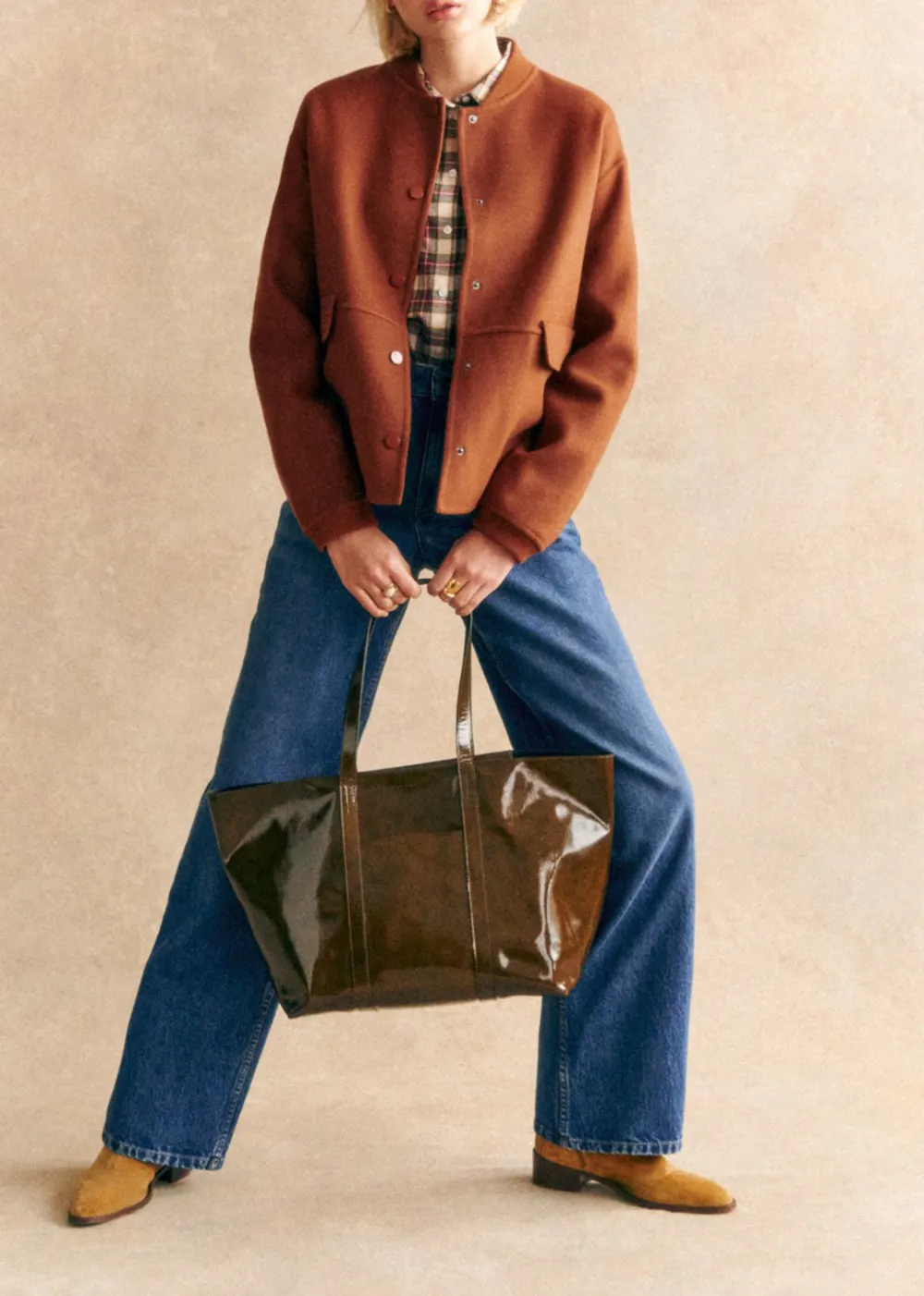 Solid Color Short Double-Faced Wool Coat