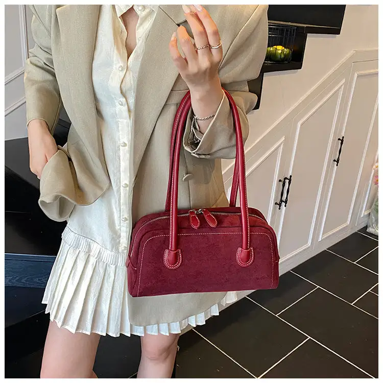 Roomy Suede Baguette Bag