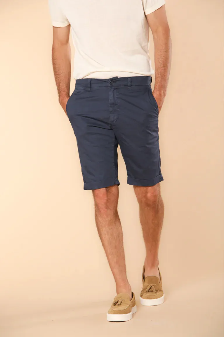 Navy Blue Cotton Twill Cargo Shorts For Men - Regular Fit