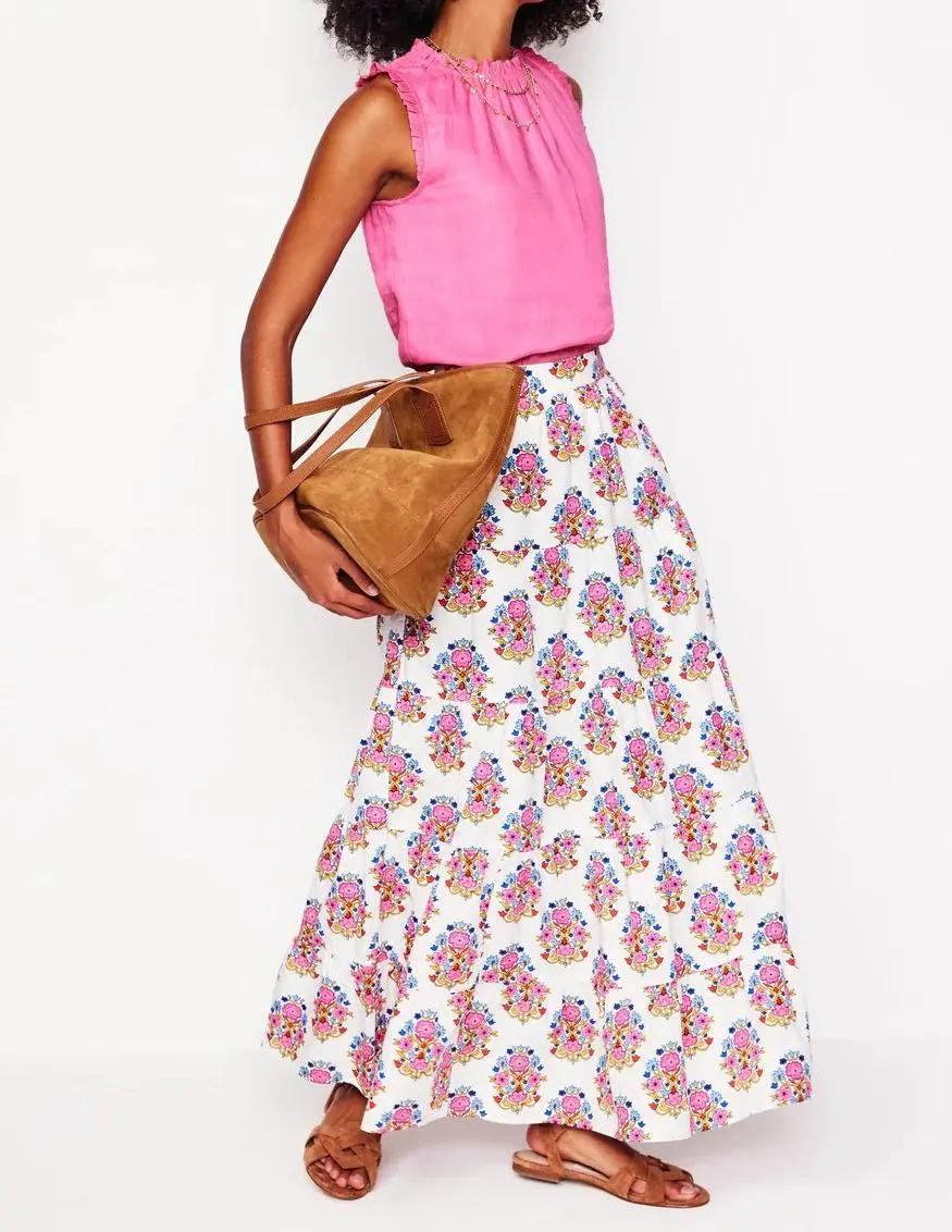 Hot Pink Ruffled Linen Blouse