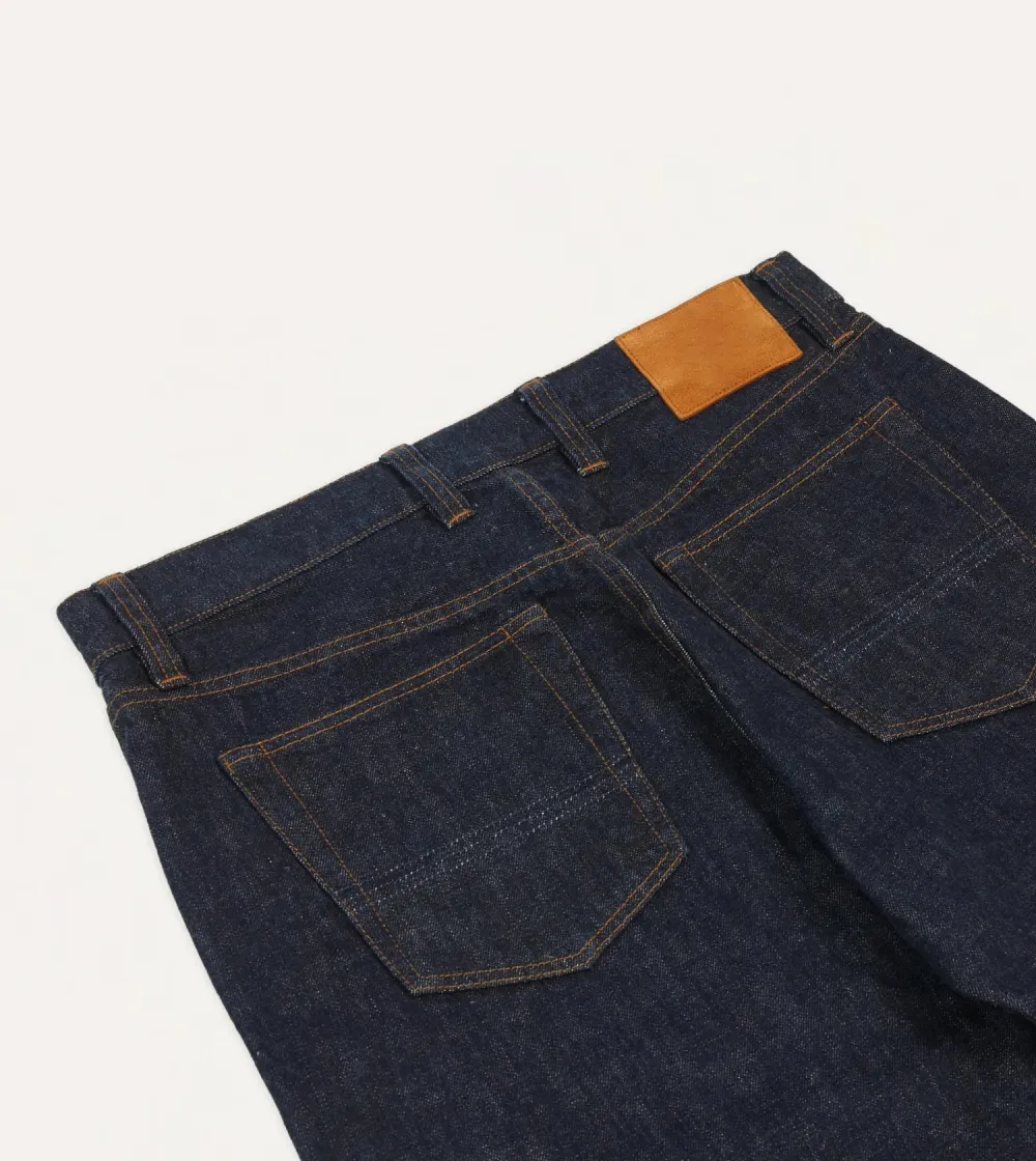 Dark Blue Loose Fit Denim Pants