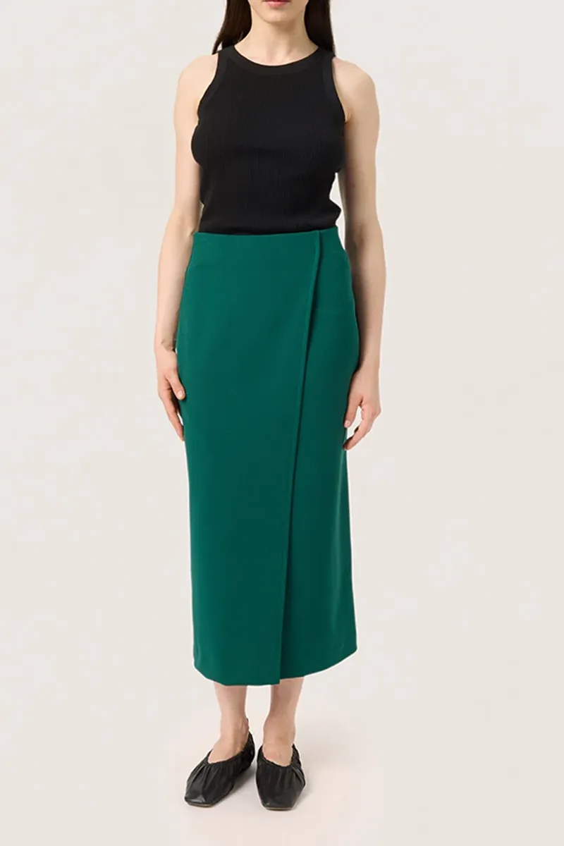 Asymmetric Wrap Style Midi Skirts