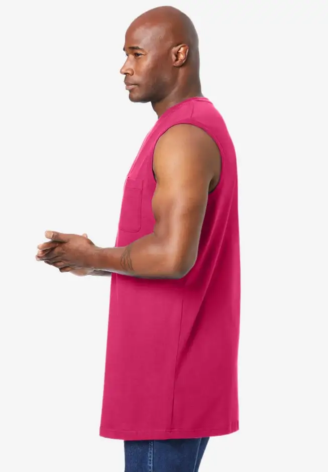 Shrink-Less Longer-Length Lightweight Muscle Pocket Tee