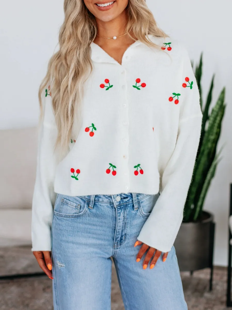 Cherry Button Down Cardigan