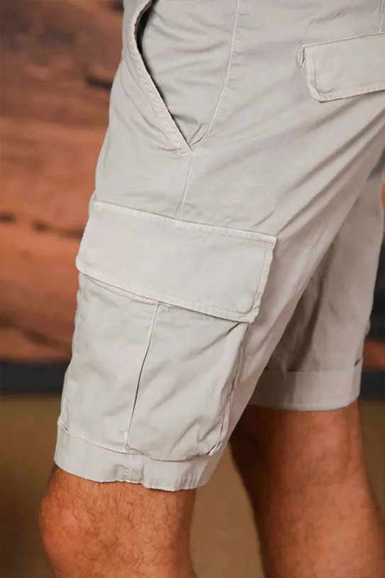 Slim Fit Men's Cotton Pearl Grey Shorts