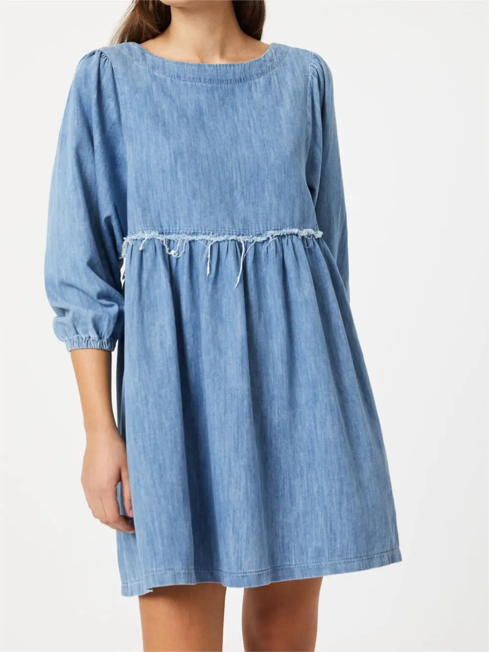 Crew Neck Loose Denim Dress