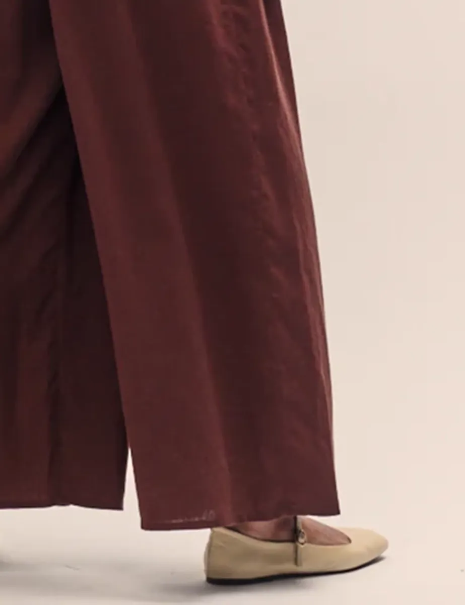 Brown Wrap Front Wide Leg Jumpsuit