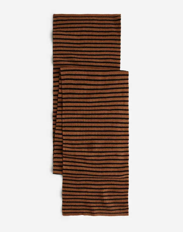 Wool Waffle-Knit Scarf In Stripe