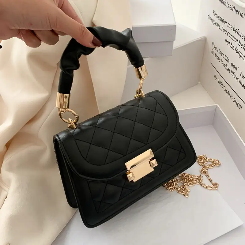 Faux Leather Chain Strap Crossbody Bag