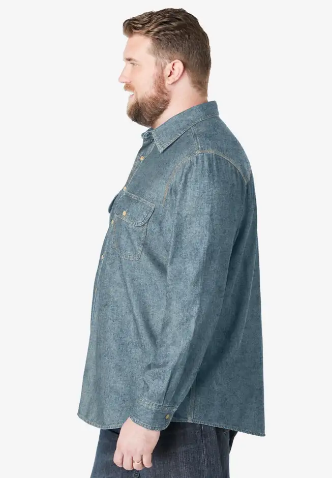 Long Sleeve Denim and Twill Shirt