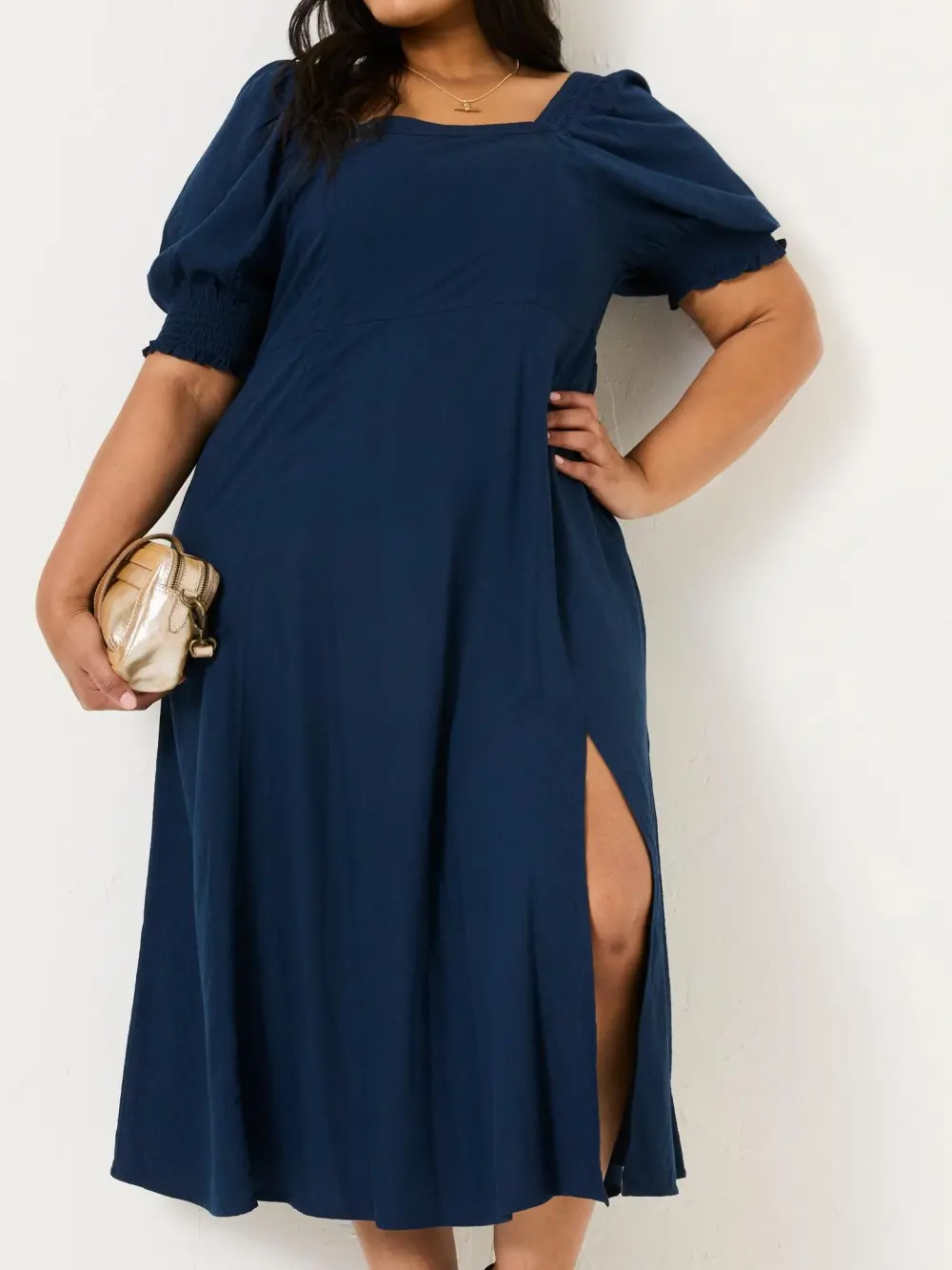 Casual Blue Bloom Midi Dress
