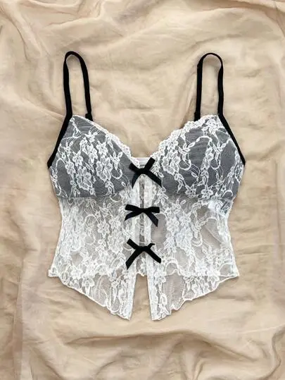 Lace Front Bow Detail Tank Top