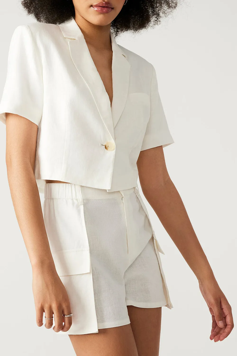 Cropped Short Blazer White