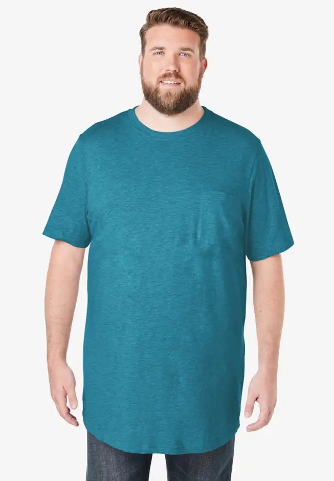 Shrink-Less Lightweight Longer-Length Crewneck Pocket T-Shirt