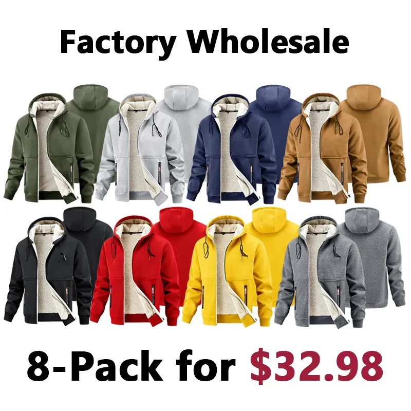 🔥Last Day Promotion🔥Men's Winter Sherpa Hooded Jacket, Thick Warm Zip-Up Hoodie