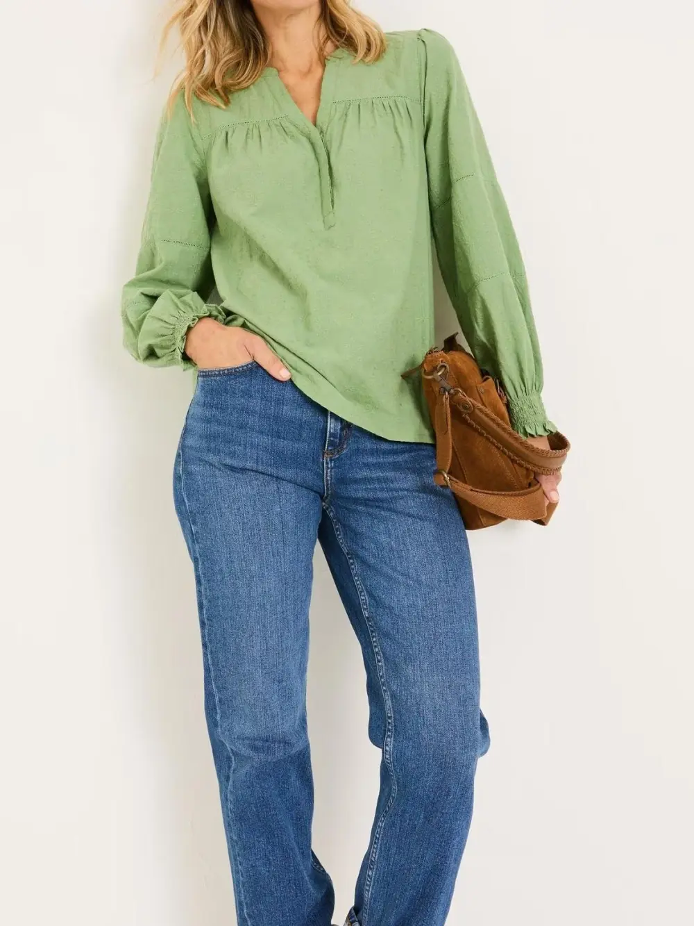 Olive Green Embroidered Blouse