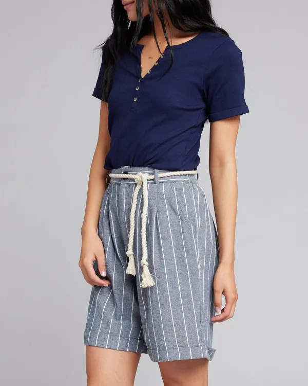 Striped Regular Drawstring Short