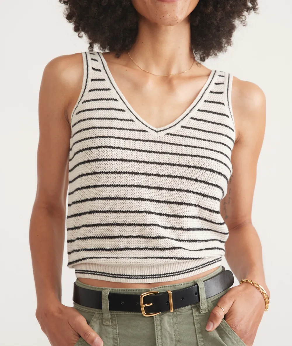 Monochrome Striped Sleeveless Top