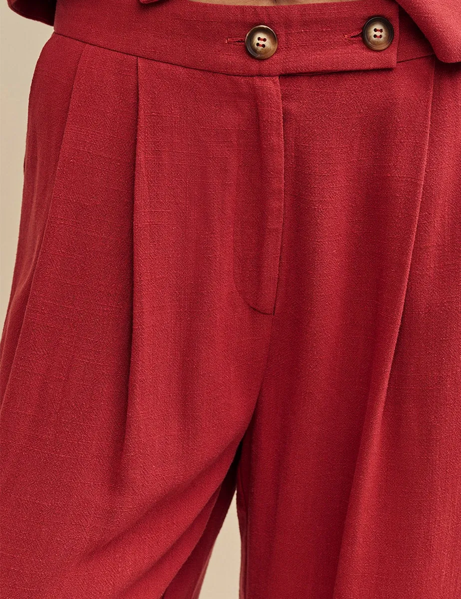 Linen Blend Relaxed Tailored Trousers