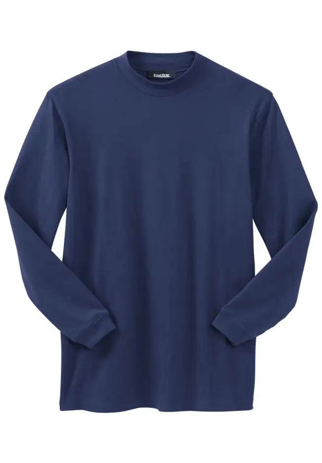 Mock Turtleneck Long-Sleeve Cotton Tee