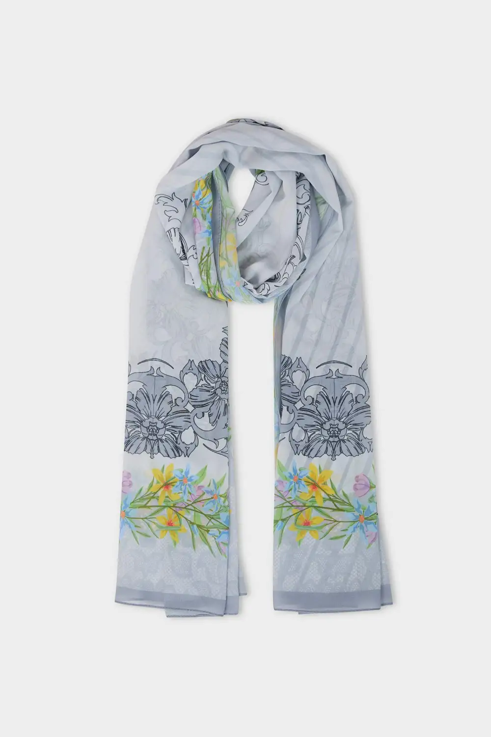 Elegant Floral Pattern Silk Scarf For Ladies