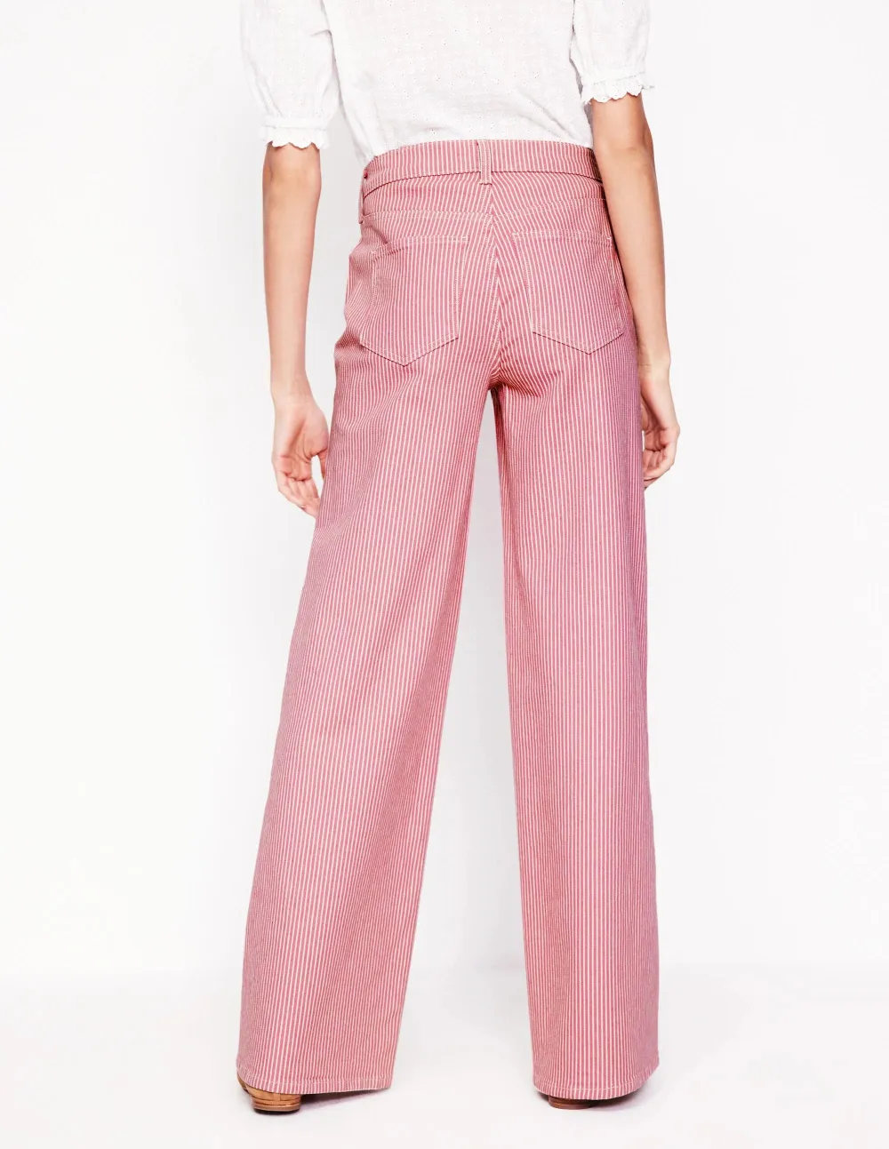 Pink Striped High - Rise Wide - Leg Jeans