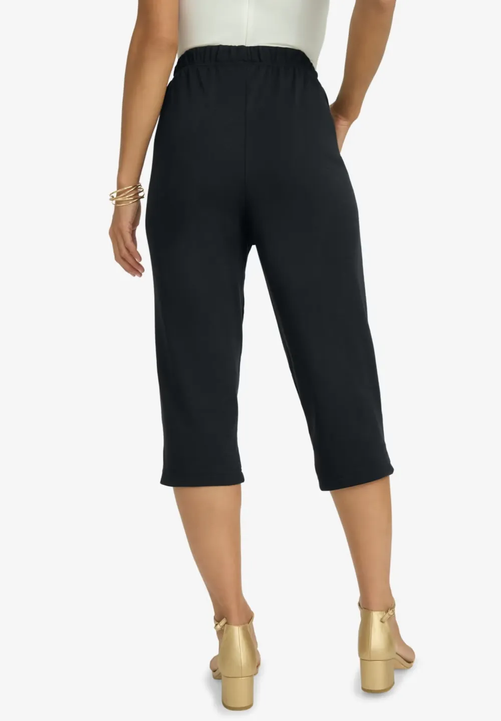 Ladies' Black Tapered 7/8 Pants