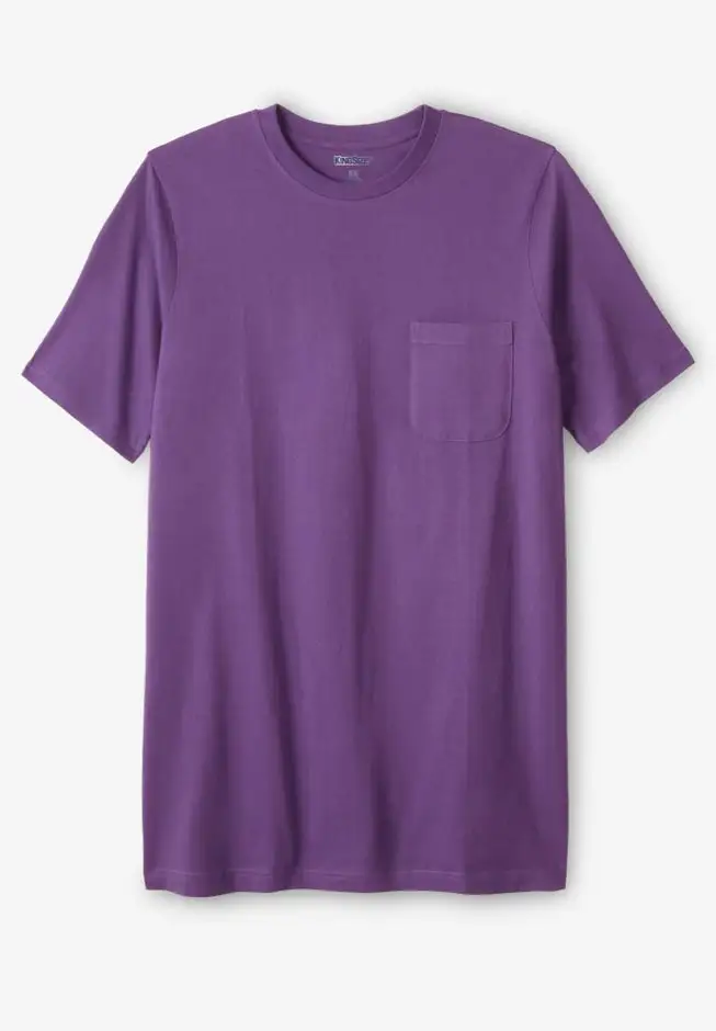 Shrink-Less Lightweight Longer-Length Crewneck Pocket T-Shirt