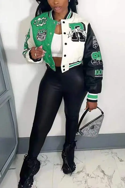 Apex Two-Tone Cropped Varsity Jacket