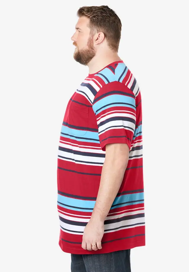 Shrink-Less Lightweight Longer-Length Crewneck Pocket T-Shirt