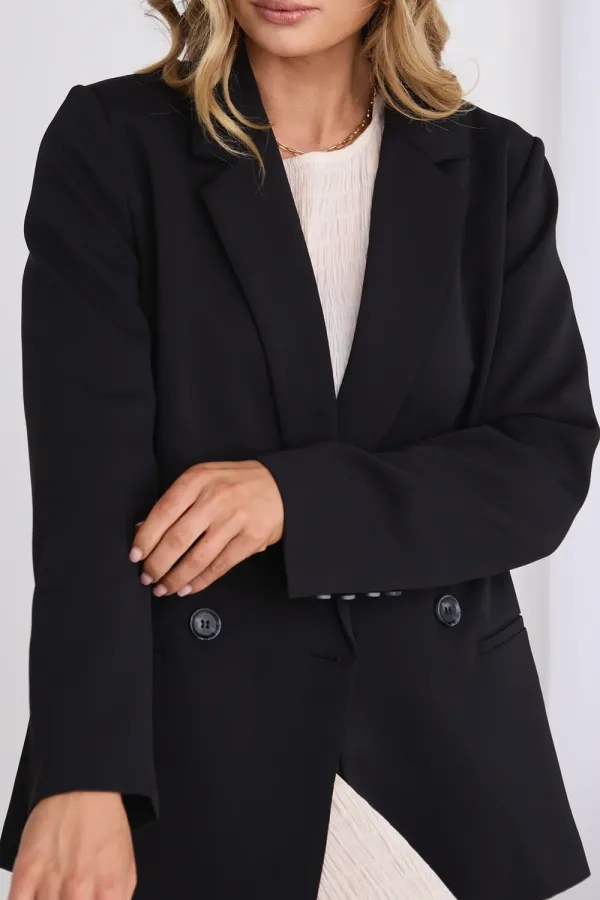 Double-breasted Button  Boyfriend Blazer