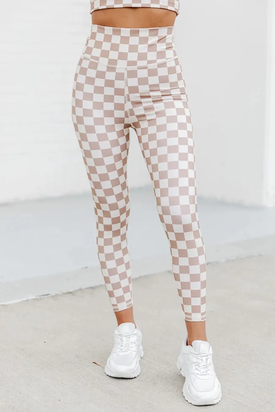 Beige Checkered Legging