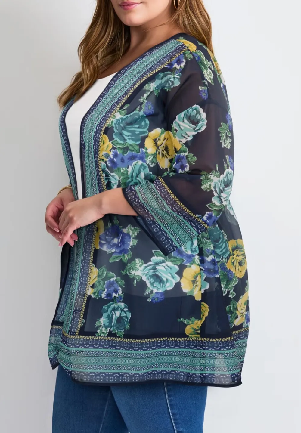 Color Blocked Border Cardigan