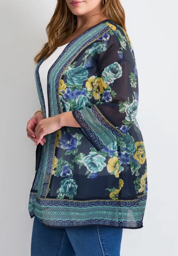 Color Blocked Border Cardigan