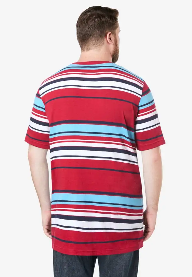 Shrink-Less Lightweight Longer-Length Crewneck Pocket T-Shirt