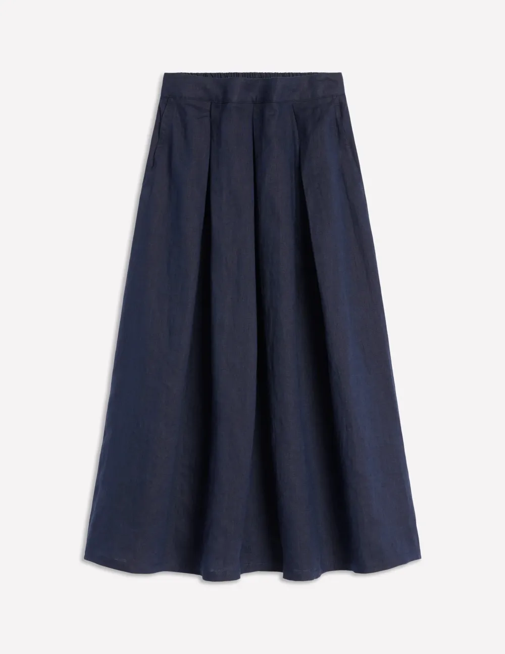 Navy Blue Verity Linen Midi Skirt