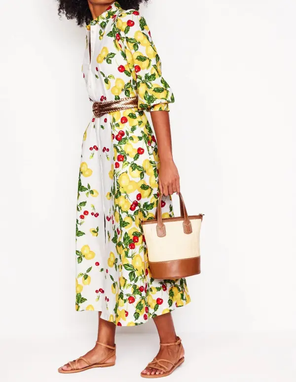 White Lemon - Print Wrap Shirt Dress