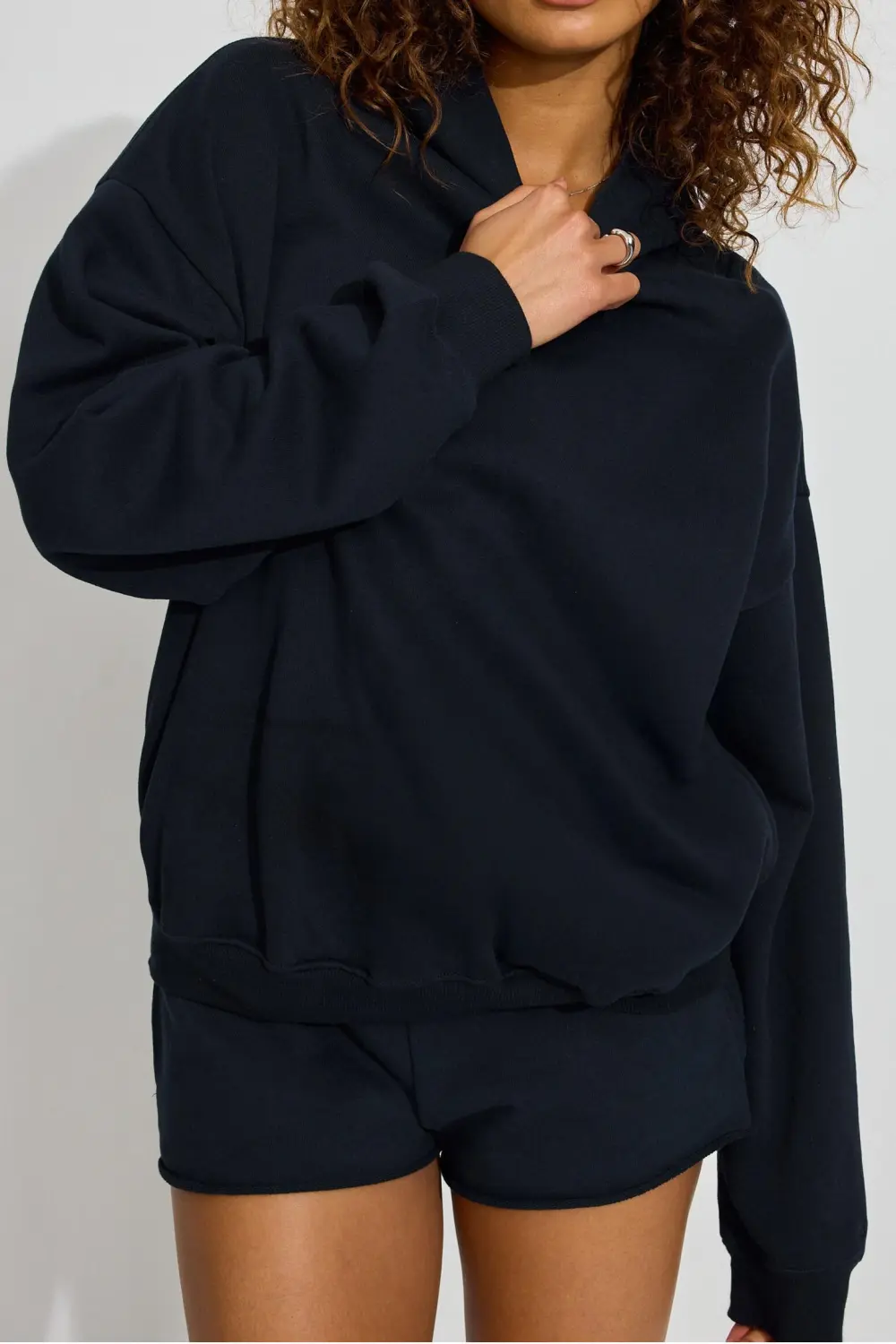 Navy Blue Oversized Hooded Sweatshirt