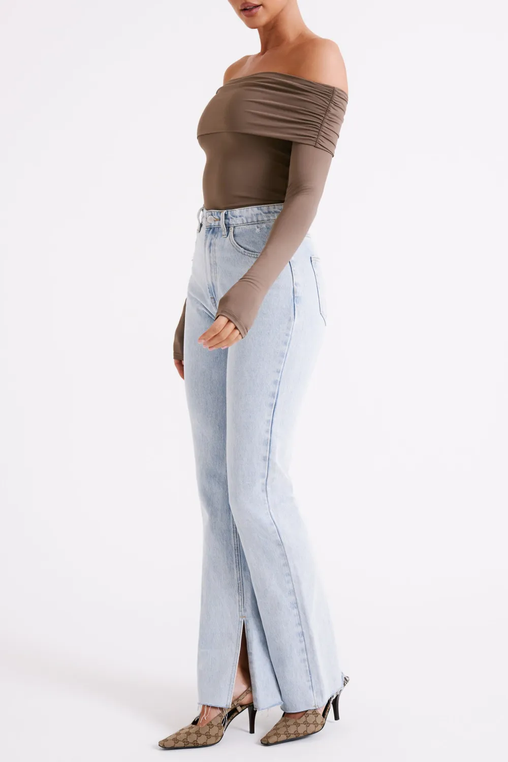 Recycled Nylon Off Shoulder Top