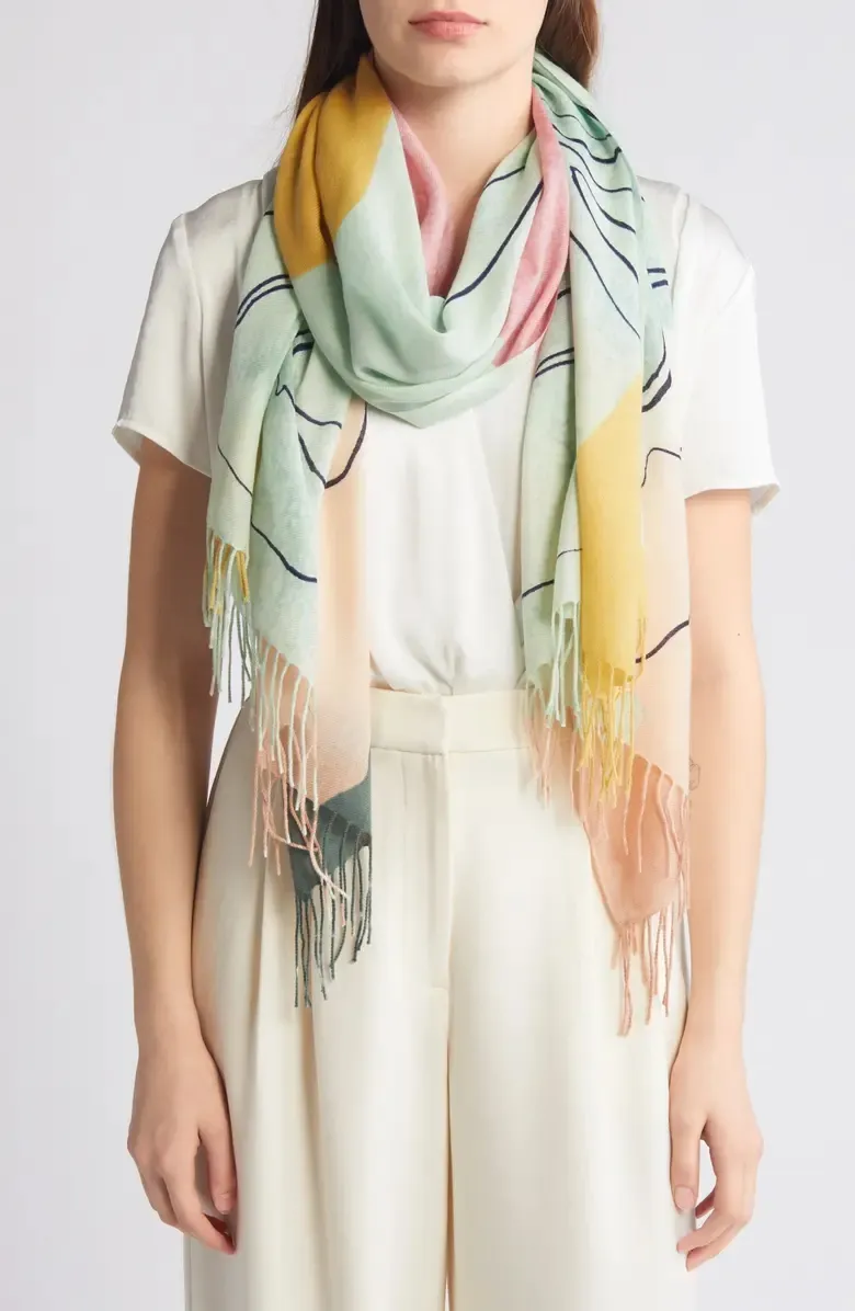 Printed Wool & Cashmere Wrap Scarf