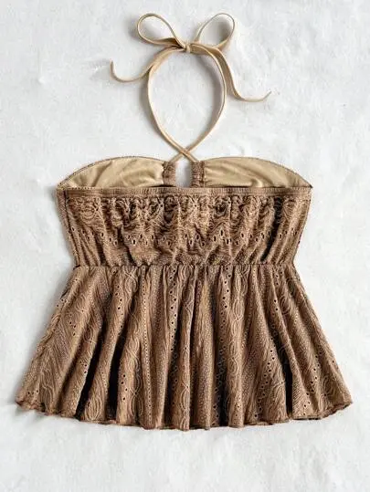 Brown Textured Halter Top