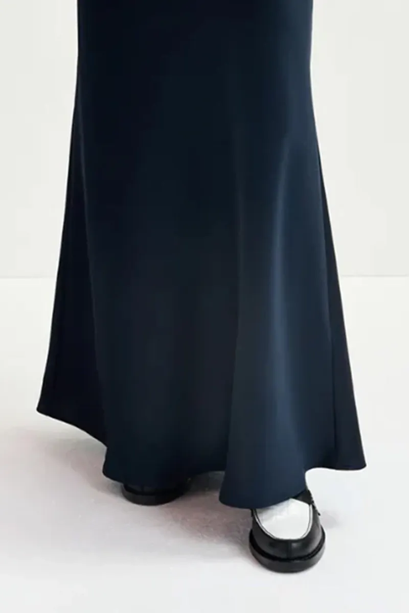 Navy Silk Maxi Skirts
