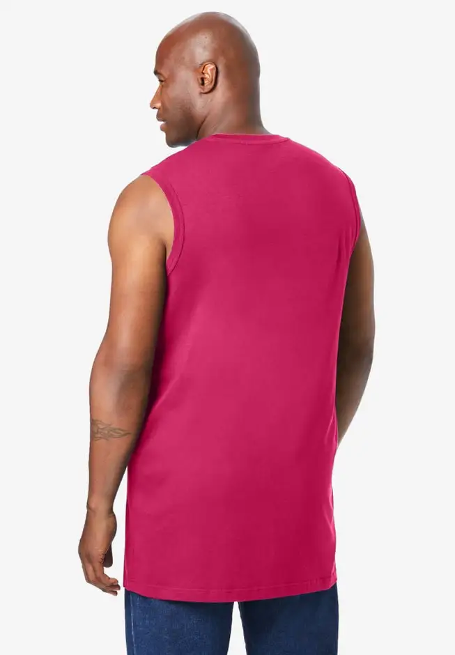 Shrink-Less Longer-Length Lightweight Muscle Pocket Tee