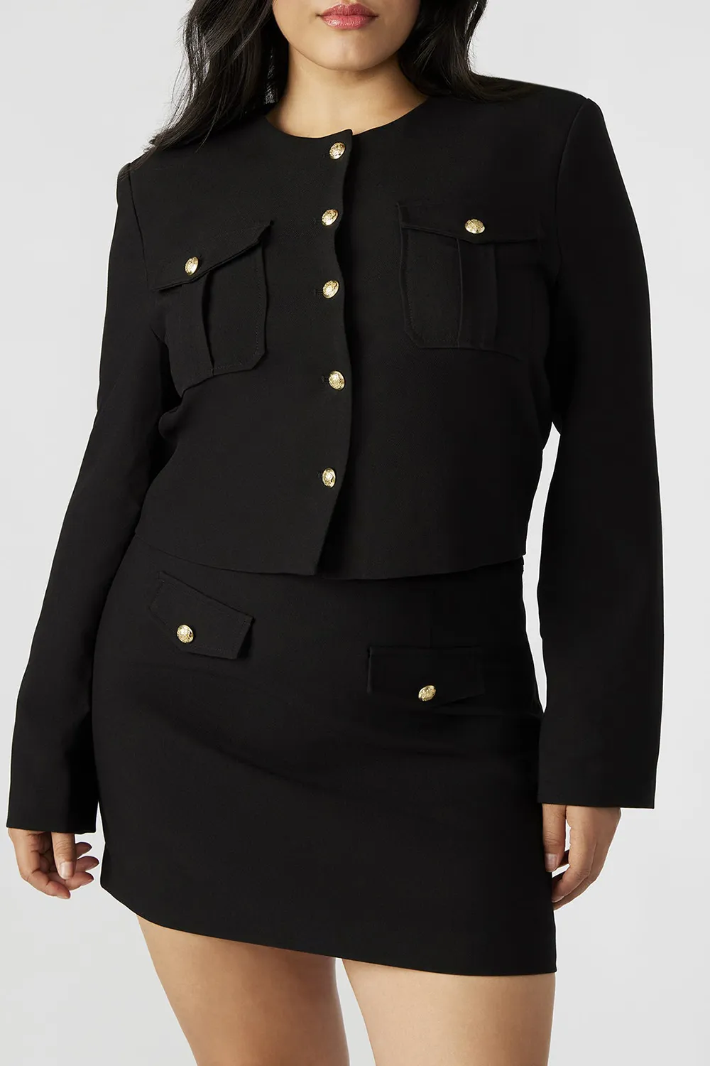 Crew Neck Jacket Black