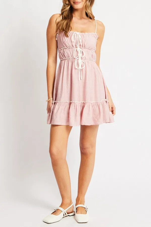 Pink Fit And Flare Dress Mini