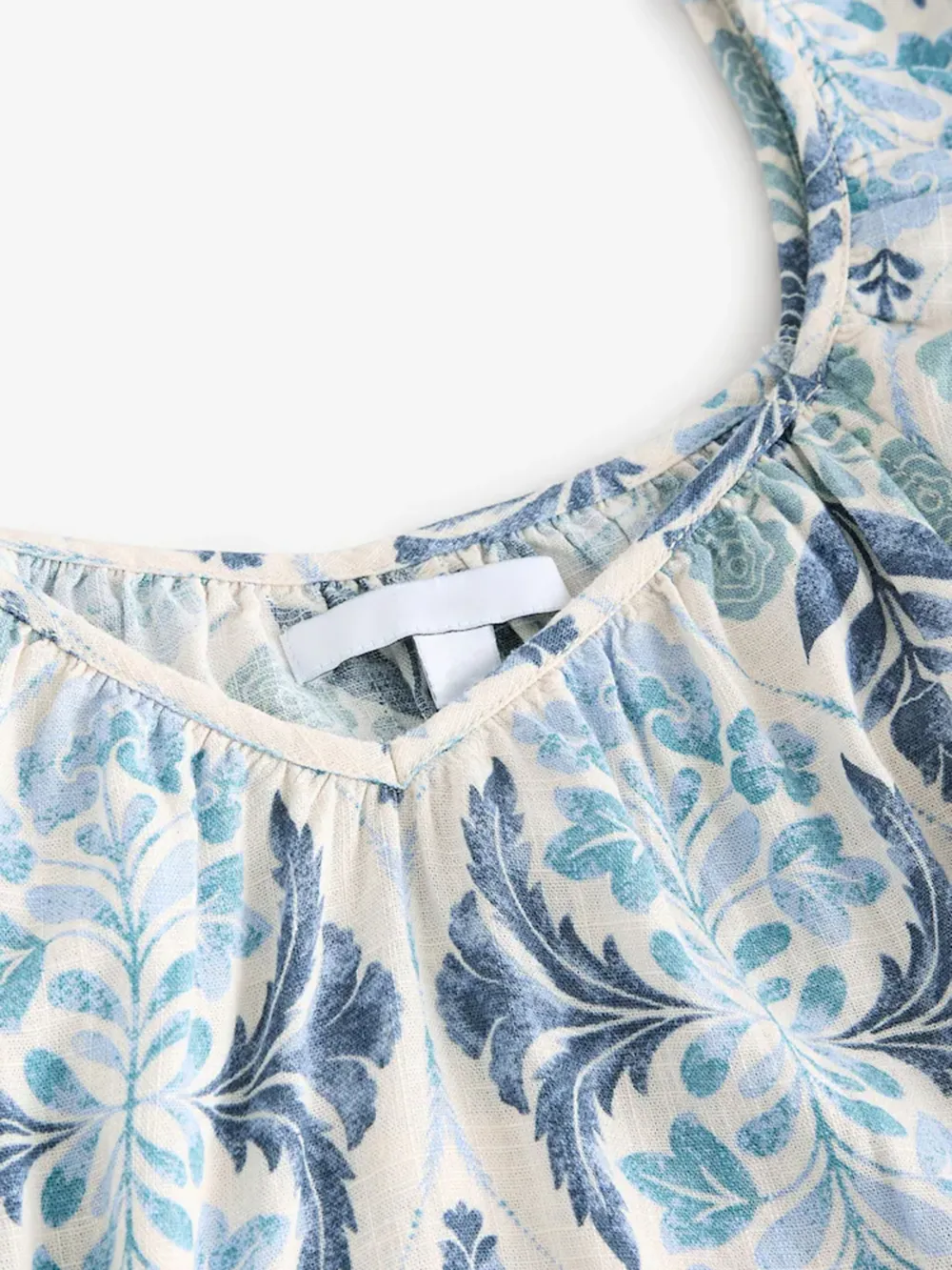 Leisure Loose Blue Floral Print V-Neck Dress