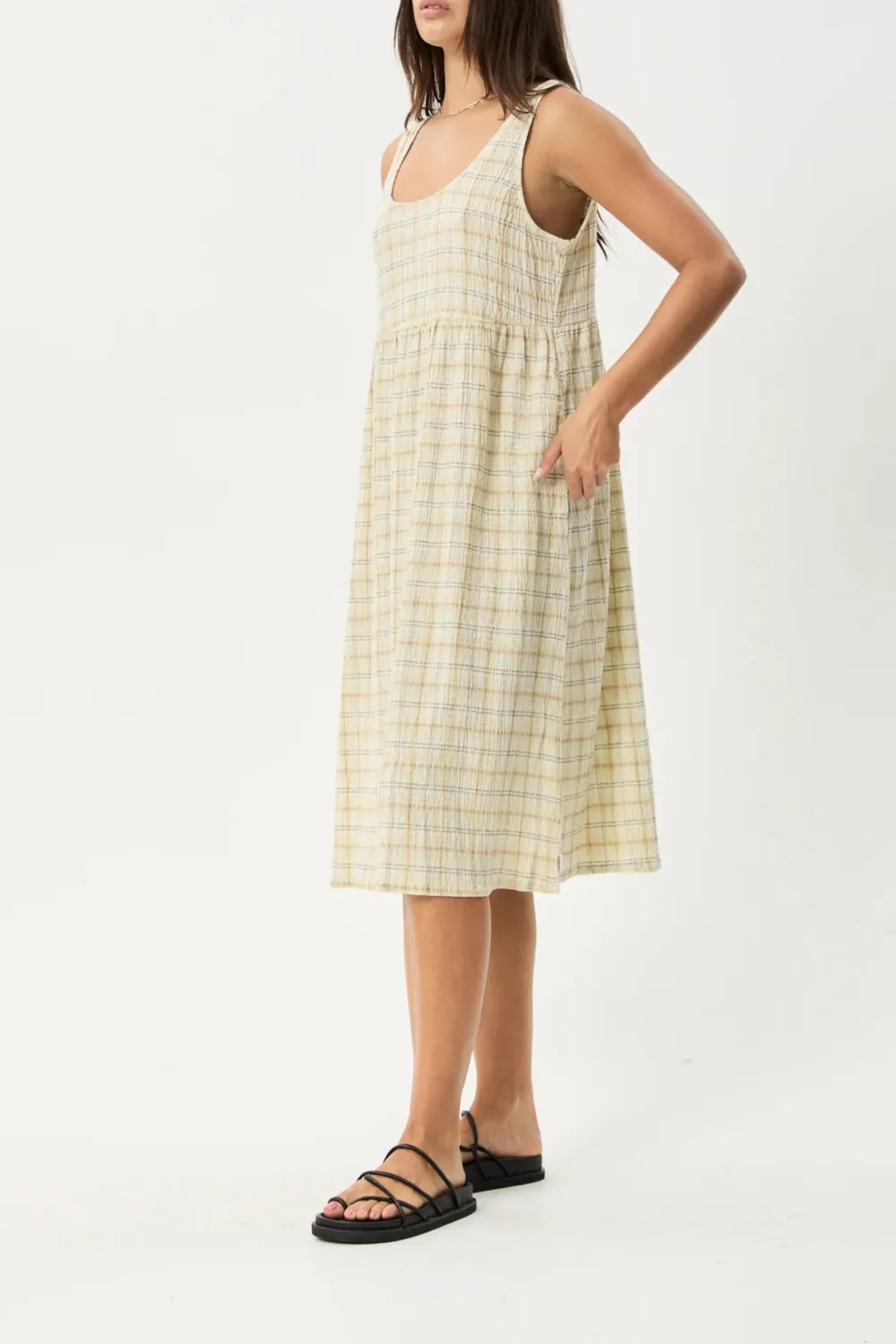 Tank Check Daily Loose Simple Plaid Dresses